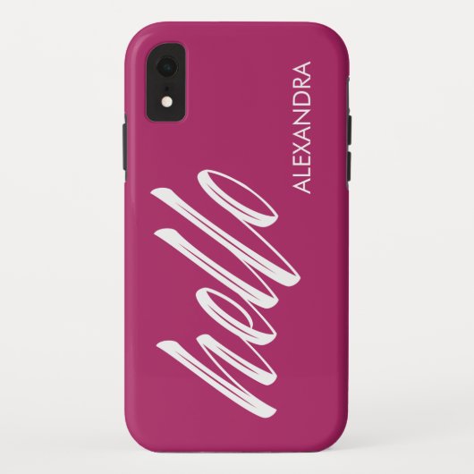 Hello Scriptとマゼンタの名前 Case-Mate iPhoneケース (裏面)