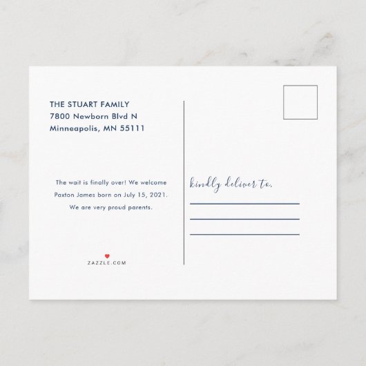 Hello Script Dreamyベビー写真 案内ポストカード (裏面)