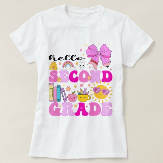 Hello Second Grade,名門私立校風の新学期 Tシャツ (デザイン正面)