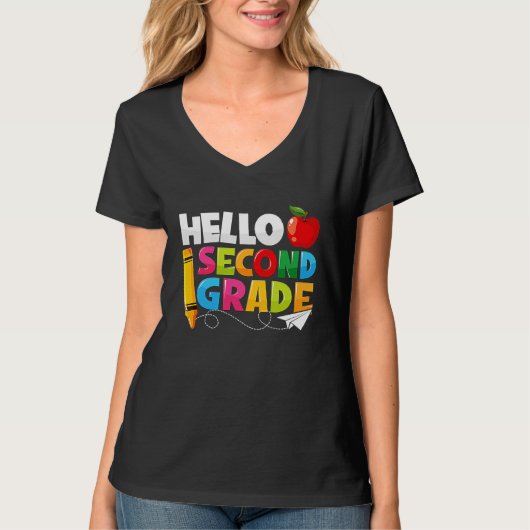 Hello Second Grade  2nd Grade Back To School Kids Tシャツ (正面)