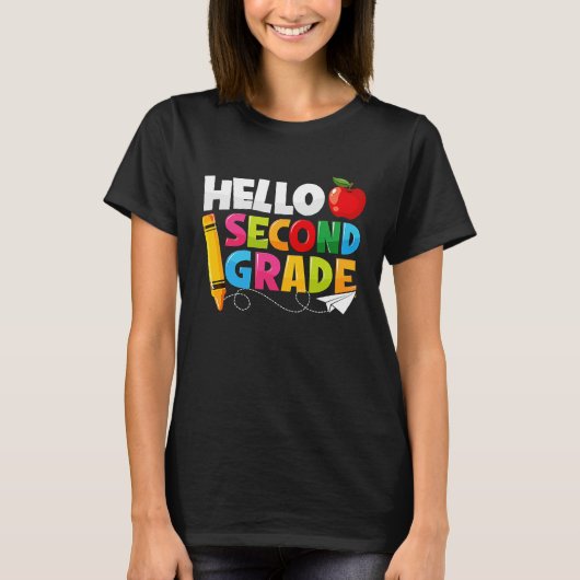 Hello Second Grade 2nd Grade Back To School Kids Tシャツ (正面)