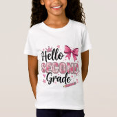 Hello Second Grade Coquette Bow Back To School Tシャツ (正面)