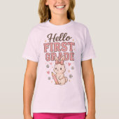 Hello Second Grade Coquette Bow Teacher Girl Tシャツ (正面)