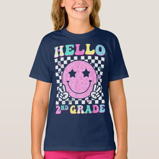 Hello Second Grade Coquette Bow Teacher Girl Tシャツ (正面)