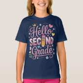 Hello Second Grade Coquette Bow Teacher Girl Tシャツ (正面)