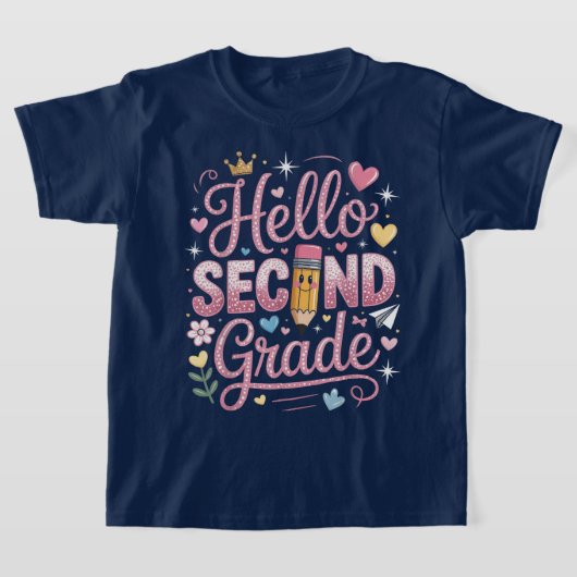 Hello Second Grade Coquette Bow Teacher Girl Tシャツ (レイダウン)