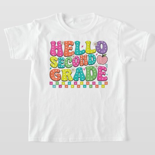 Hello Second Grade Coquette Bow Teacher Girl Tシャツ (レイダウン)