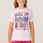 Hello Second Grade Coquette Bow Teacher Girl Tシャツ (正面)