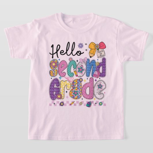 Hello Second Grade Coquette Bow Teacher Girl Tシャツ (レイダウン)