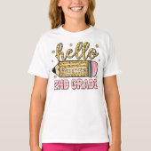 Hello Second Grade Coquette Bow Teacher Girl Tシャツ (正面)