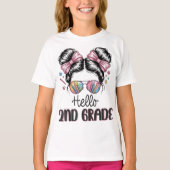 Hello Second Grade Coquette Bow Teacher Girl Tシャツ (正面)