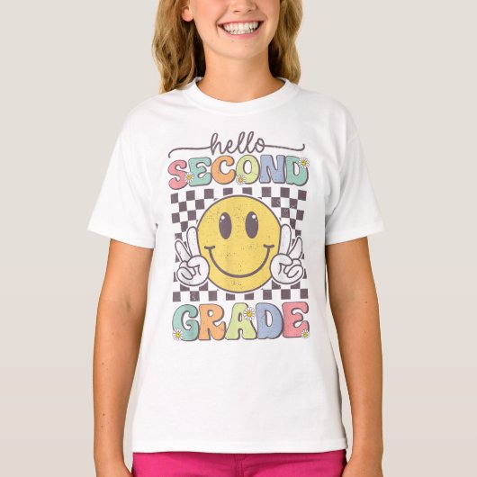 Hello Second Grade Coquette Bow Teacher Girl Tシャツ (正面)