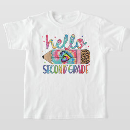 Hello Second Grade Coquette Bow Teacher Girl Tシャツ