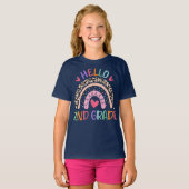 Hello Second Grade Coquette Bow Teacher Girl Tシャツ (正面フル)