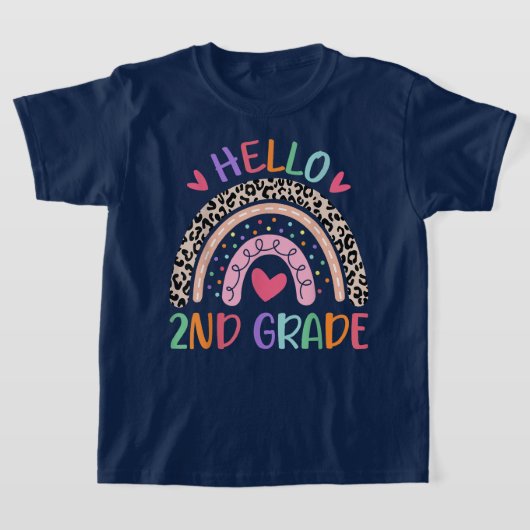 Hello Second Grade Coquette Bow Teacher Girl Tシャツ (レイダウン)