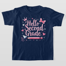 Hello Second Grade Coquette Bow Teacher Girl Tシャツ