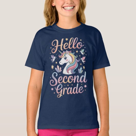 Hello Second Grade Coquette Bow Teacher Girl Tシャツ (正面)