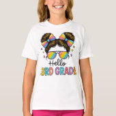Hello Second Grade Coquette Bow Teacher Girl Tシャツ (正面)