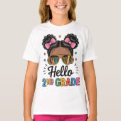 Hello Second Grade Coquette Bow Teacher Girl Tシャツ (正面)