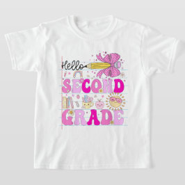 Hello Second Grade Coquette Bow Teacher Girl Tシャツ