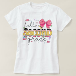 Hello Second Grade First Day Of School Coquette Tシャツ