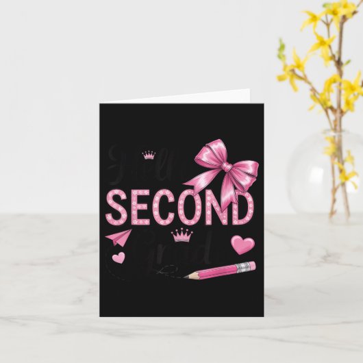 Hello Second Grade First Day Of School Coquette Te カード (黄色い花)