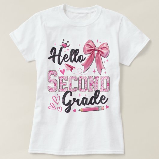 Hello Second Grade First Day Of School Coquette Te Tシャツ (デザイン正面)