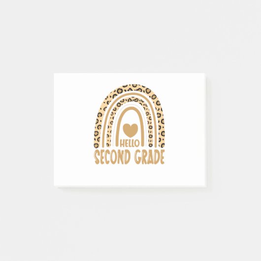 Hello Second Grade-Leopard Rainbow-Back to School ポストイット (正面)