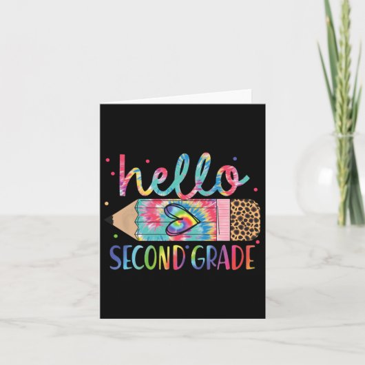Hello Second Grade Pencil Tie Dye Back To School 2 カード (正面)