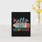 Hello Second Grade Pencil Tie Dye Back To School 2 カード (黄色い花)