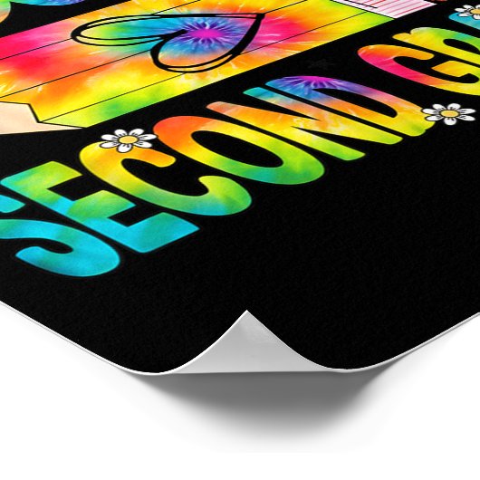 Hello Second Grade Pencil Tie Dye Back To School 2 ポスター (角)