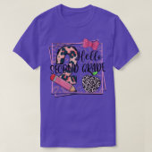 Hello Second Grade Pink Leopard 2nd Grade Back To Tシャツ (デザイン正面)