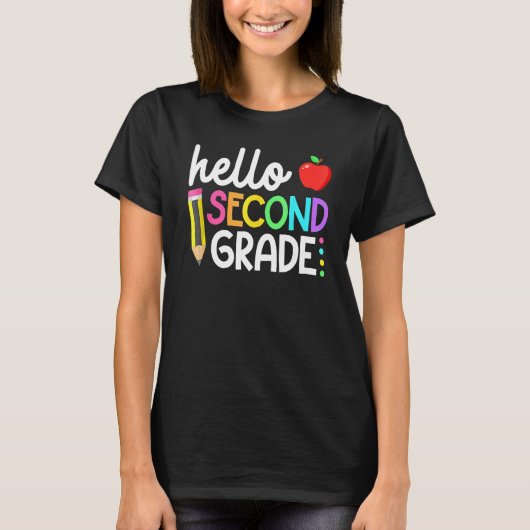Hello Second Grade Team 2nd Grade Back To School T Tシャツ (正面)