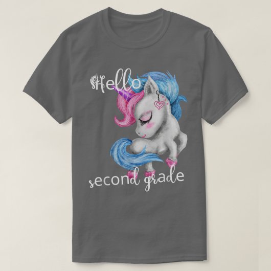 Hello Second Grade Unicorn Back To School Teacher Tシャツ (デザイン正面)