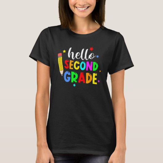 Hello Second Grade Welcome Back to School Teacher  Tシャツ (正面)