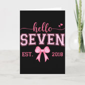 Hello Seven Est 2018 Coquette Bow 7th Birthday Gir カード (正面)