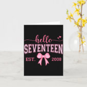 Hello Seventeen Est 2008 Coquette Bow 17th Birthda カード (黄色い花)