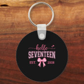 Hello Seventeen Est 2008 Coquette Bow 17th Birthda キーホルダー (正面)