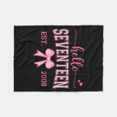 Hello Seventeen Est 2008 Coquette Bow 17th Birthda フリースブランケット (正面(横))