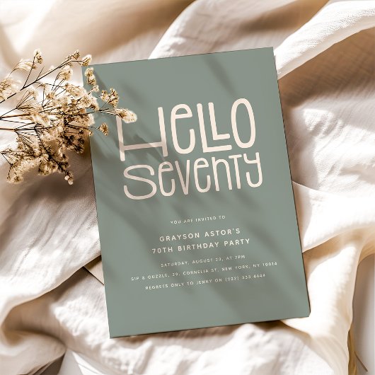 HELLO SEVENTY モダンな70歳の誕生日 招待状
