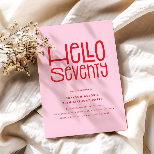 HELLO SEVENTY Modern 70th Birthday 招待状
