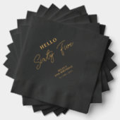 Hello Sixifive モダン Script 65th Birthday Party 箔ナプキン (インサイチュ (積み重ね))