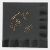 Hello Sixifive モダン Script 65th Birthday Party 箔ナプキン (正面)