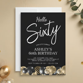 Hello Sixty モダンスクリプト 60歳の誕生日 招待状