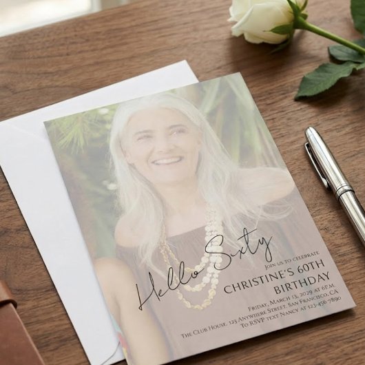 Hello Sixty Customizable Milestone Birthday Photo  招待状