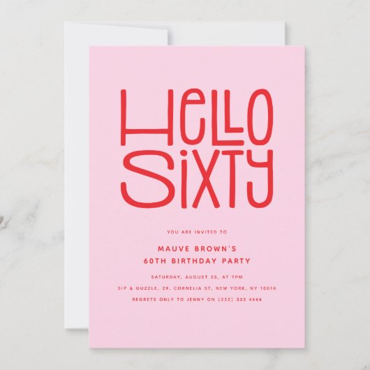 HELLO SIXTY Modern 60th Birthday 招待状 (正面)