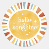 Hello Sonshine Boho Baby Shower Sun Burstステッカー ラウンドシール (正面)