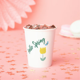 hello spiring tulip flowers butterfly 紙コップ
