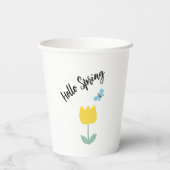 hello spiring tulip flowers butterfly 紙コップ (裏面)