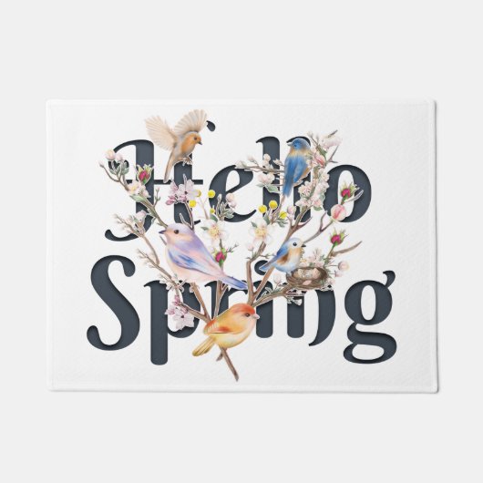 Hello Spring Birds ドアマット (正面)